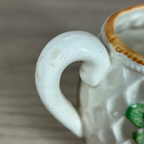 Vintage Japanese Creamer Pitcher With Floral Design & Textured Diamond Pattern - Picture 9 of 9